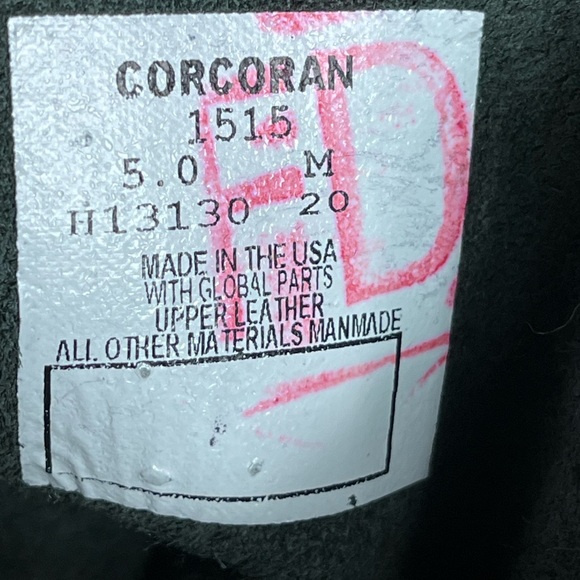 CORCORAN Women’s Lace Up Boot 1515 Black Leather Size 5 Military Moto Grunge - Picture 13 of 15